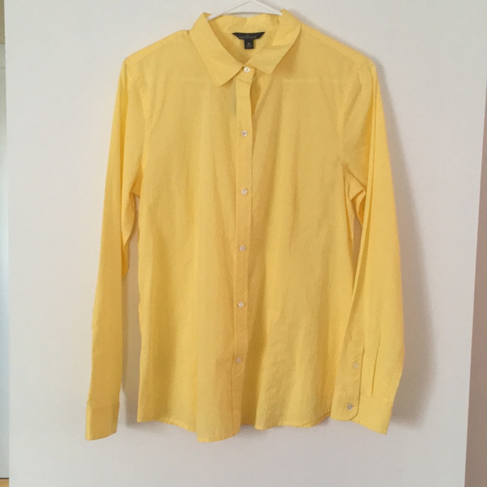 LL Bean yellow cotton blouse